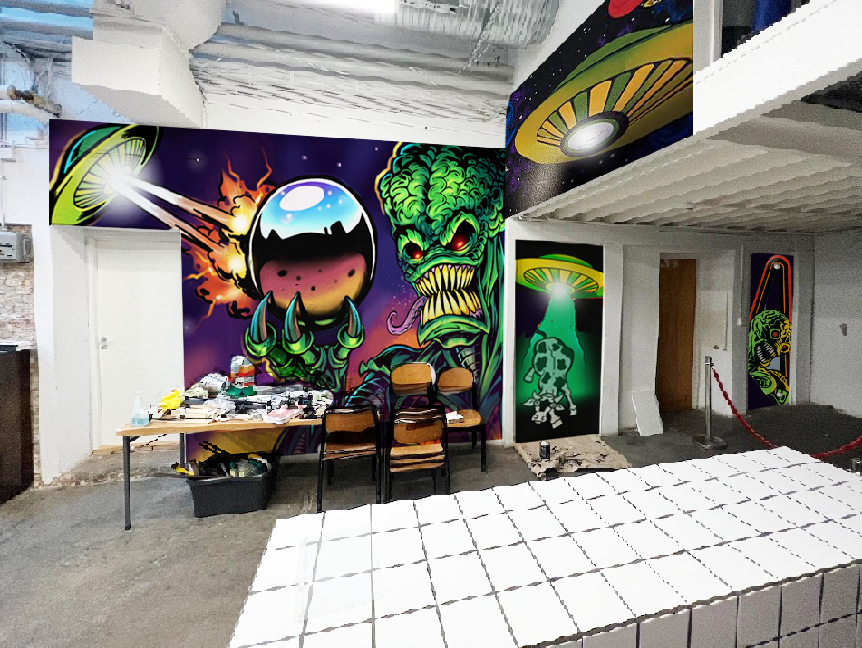 Cabelone Redstone Pinball Mural Graffiti Flipper Göteborg