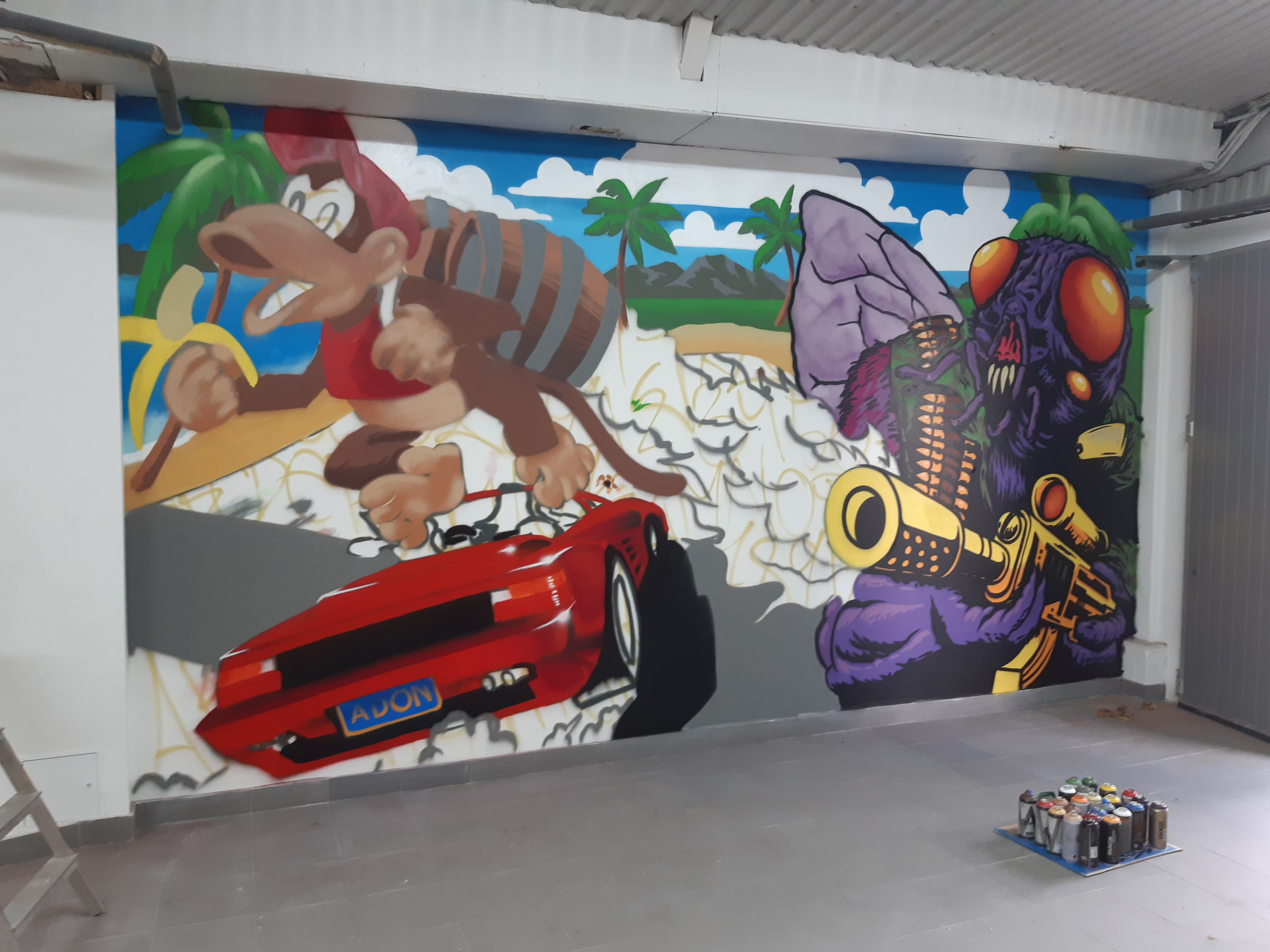 Konceptmural Mural Graffiti Cabelone Cabel Streetart Arcadegame ADON Spel SEGA Atari