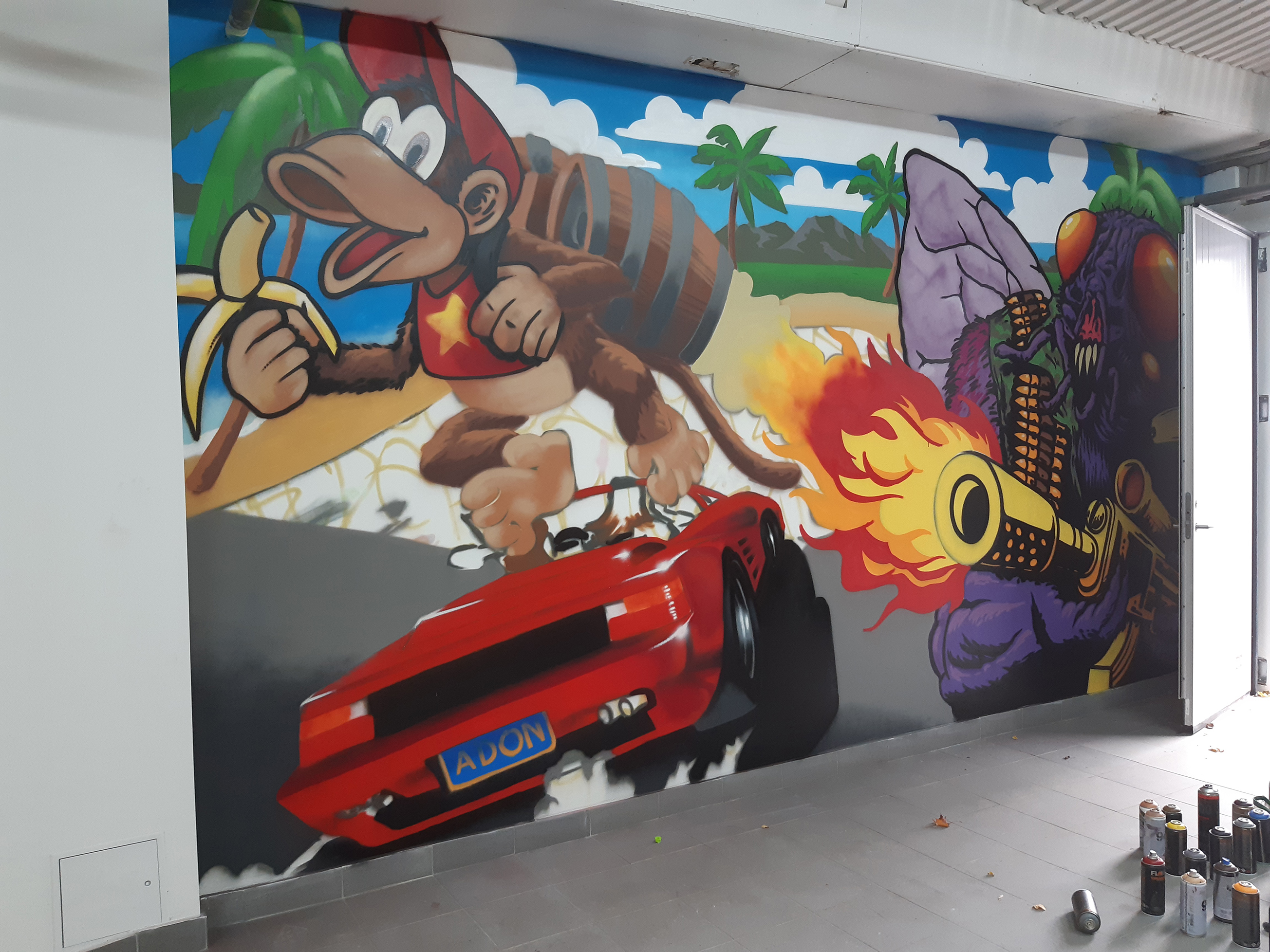Konceptmural Mural Graffiti Cabelone Cabel Streetart Arcadegame ADON Spel SEGA Atari