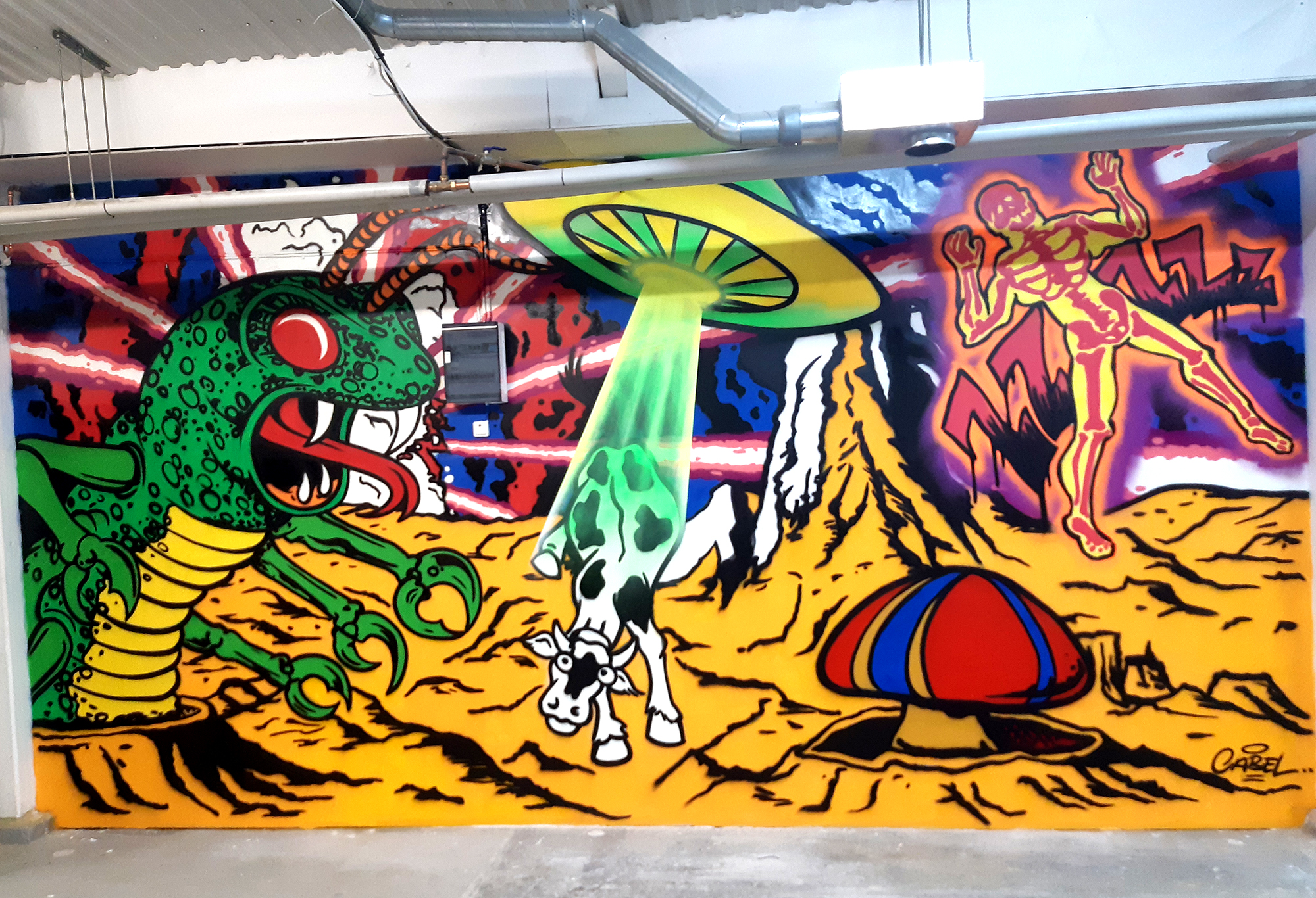 Konceptmural Mural Graffiti Cabelone Cabel Streetart Arcadegame ADON Spel SEGA Atari